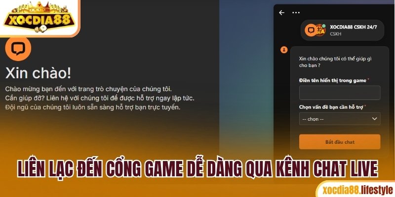 Liên lạc đến cổng game dễ dàng qua kênh chat live